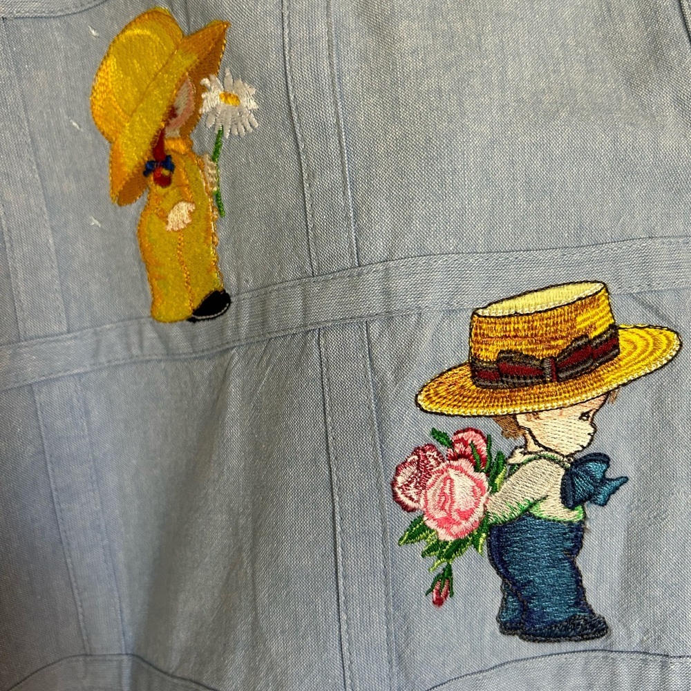 Vintage Embroidered Blue Button Down Shirt - Picture 8 of 15